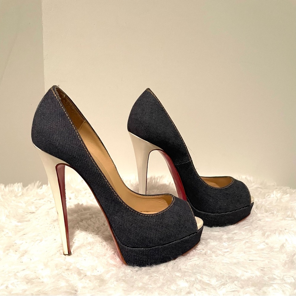 Christian Louboutin Denim Lady Peep (Authentic) - Picture 1 of 9